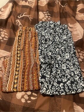 Two Boho dress pants- Rust Paisley & black Floral